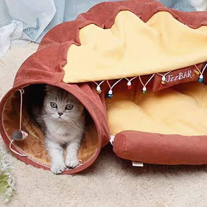 2-in-1 Foldable Pet Tunnel with Removable Washable Pad