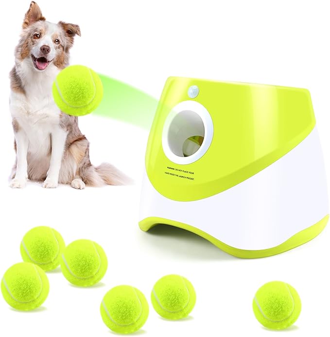 Automatic Ball Launcher Mini Tennis Dog Interactive Training , contains 3 balls