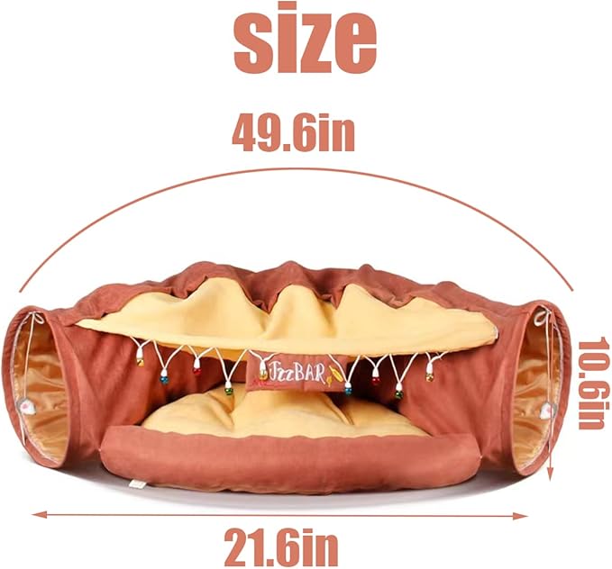 2-in-1 Foldable Pet Tunnel with Removable Washable Pad