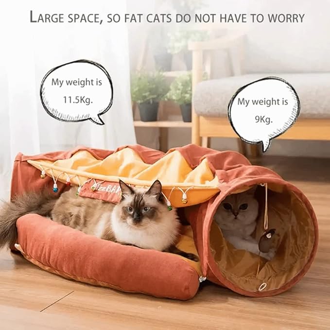 2-in-1 Foldable Pet Tunnel with Removable Washable Pad