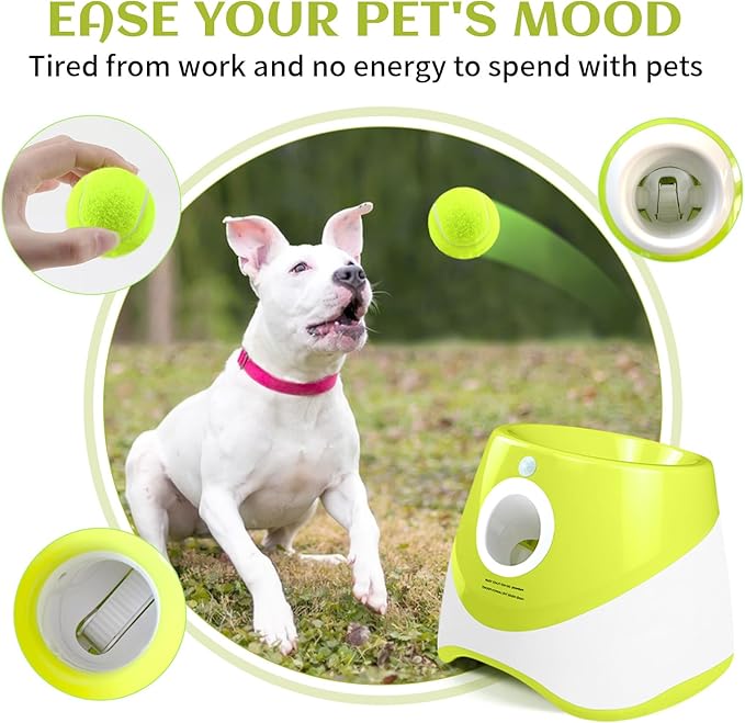 Automatic Ball Launcher Mini Tennis Dog Interactive Training , contains 3 balls