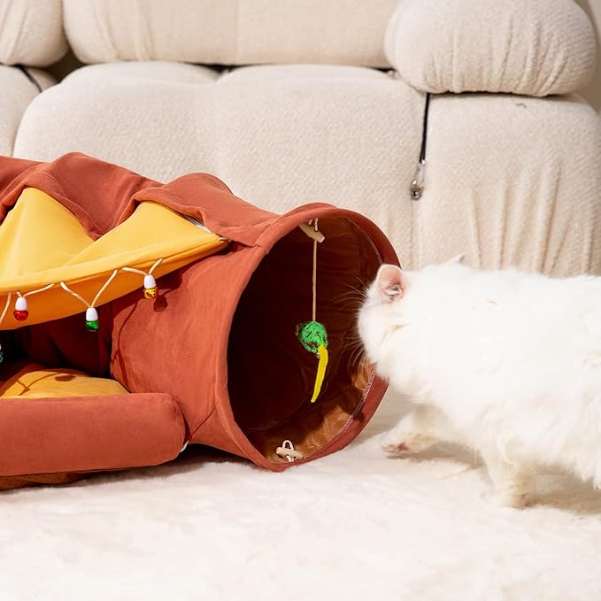 2-in-1 Foldable Pet Tunnel with Removable Washable Pad