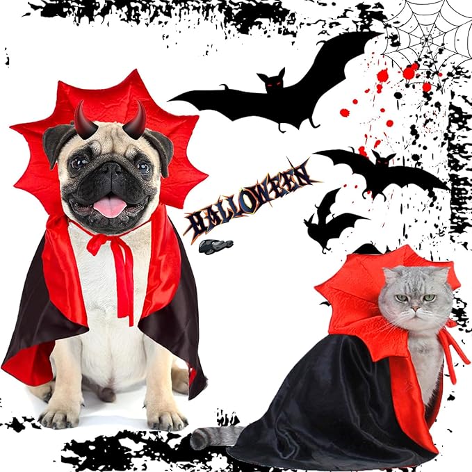 Halloween Costume Witch Vampire Cat and Dog Cloak