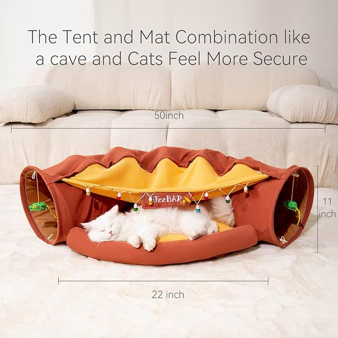 2-in-1 Foldable Pet Tunnel with Removable Washable Pad