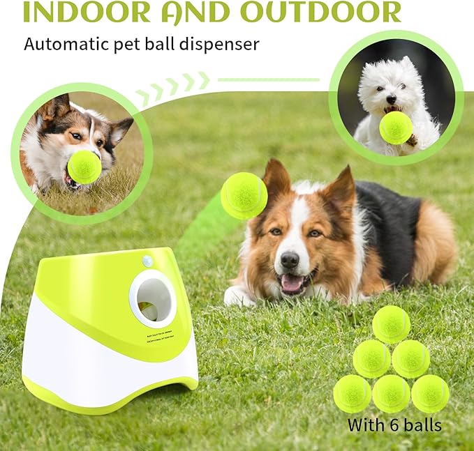 Automatic Ball Launcher Mini Tennis Dog Interactive Training , contains 3 balls