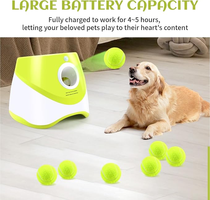 Automatic Ball Launcher Mini Tennis Dog Interactive Training , contains 3 balls